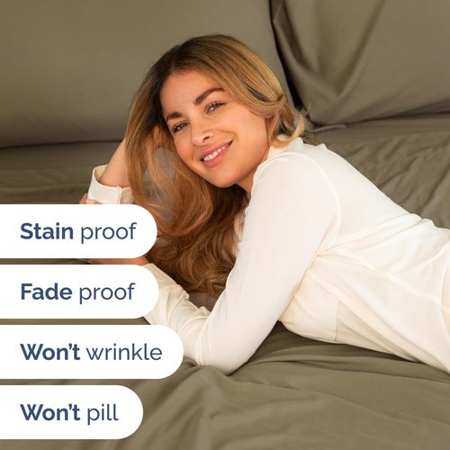 Full XL Bed Sheet Set by Hotel Luxury | Soft, Breathable & Cooling 4-Piece Bedding - Khaki