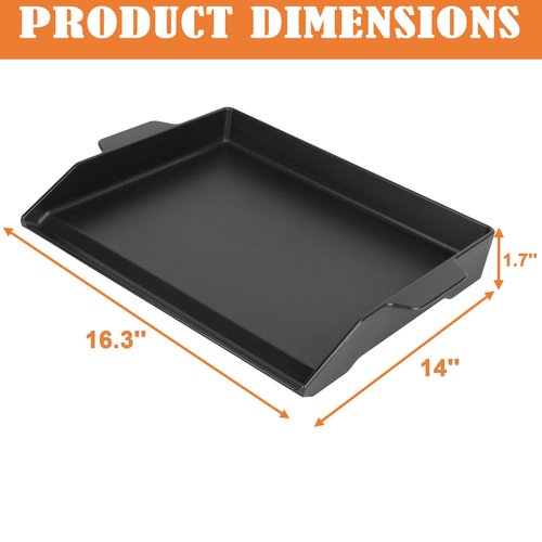 WEBROIL Universal Cast Iron Cooking Griddle Insert,Pre-Seasoned Nonstick Coating Griddle Pan for Gas Grill,BBQ Flat Top Grill Plate with High Sidewalls for All Grills and 4 Burner Range Oven,18.5"x14"
