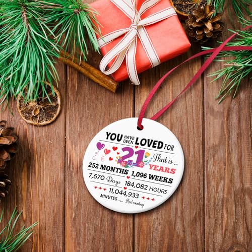 21st Birthday Gifts for Her - Elegant Ceramic Christmas Ornament