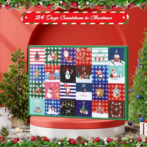 24 Pairs Christmas Fuzzy Socks Advent Calendar - Holiday Gift Set