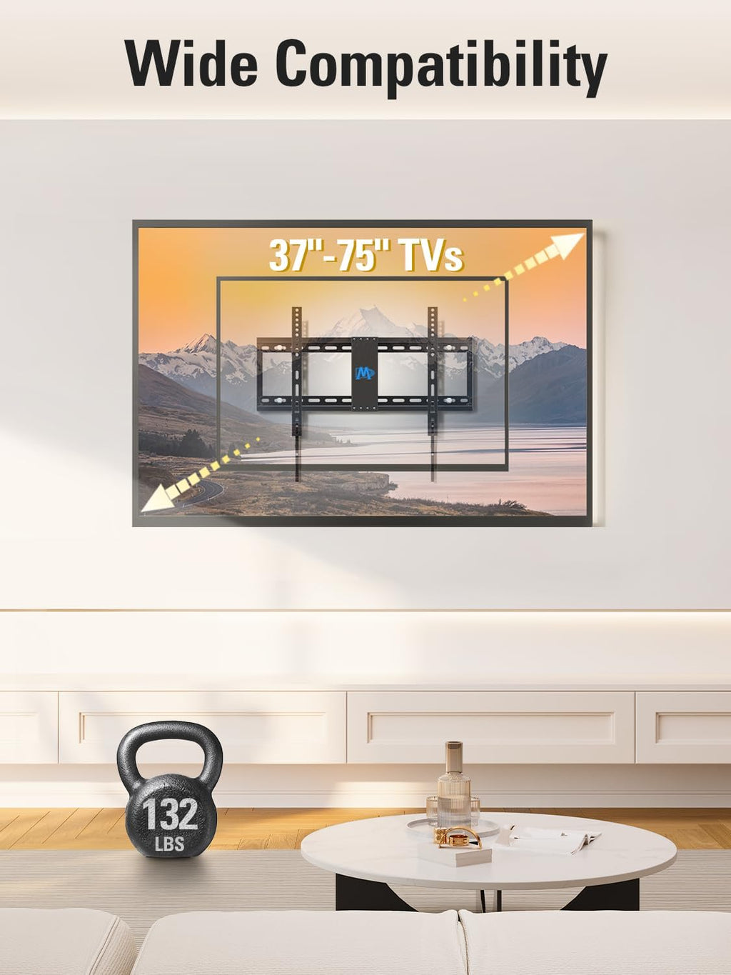 Mounting Dream TV Wall Mount - Universal Tilt for 37-75 Inch TVs | 132lbs Capacity, Max VESA 600x400mm