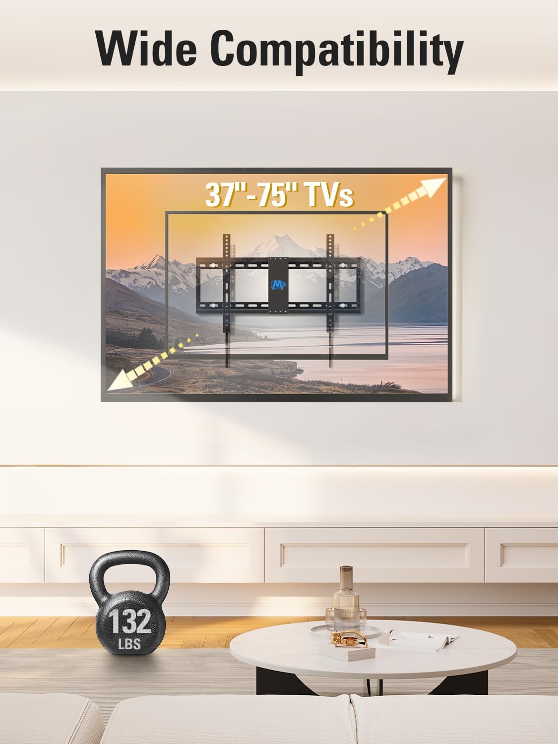 Mounting Dream TV Wall Mount - Universal Tilt for 37-75 Inch TVs | 132lbs Capacity, Max VESA 600x400mm