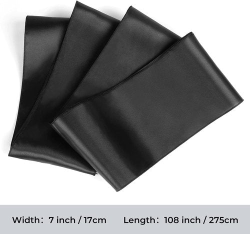 Babenest Satin Chair Sashes - 50 Pcs Upgraded Chair Ribbons & Bows for Weddings, Parties & Events | Black