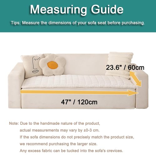 Awjcsv Couch Cover for Dogs Washable, Fuzzy Pet Couch Covers for 3 Cushion Sofa Pet Friendly, Non Slip Sofa Cover (White, 23.6" x 47"/60 x 120cm)