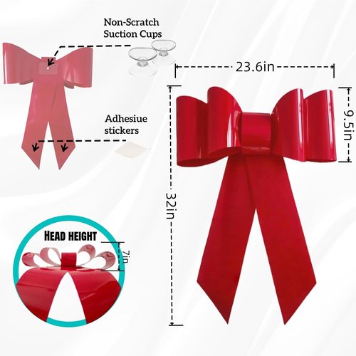 IDOYUAN 30-Inch Big Red Car Bow - Perfect for Car Decor & Gift Wrapping | Ideal for Weddings & Holidays