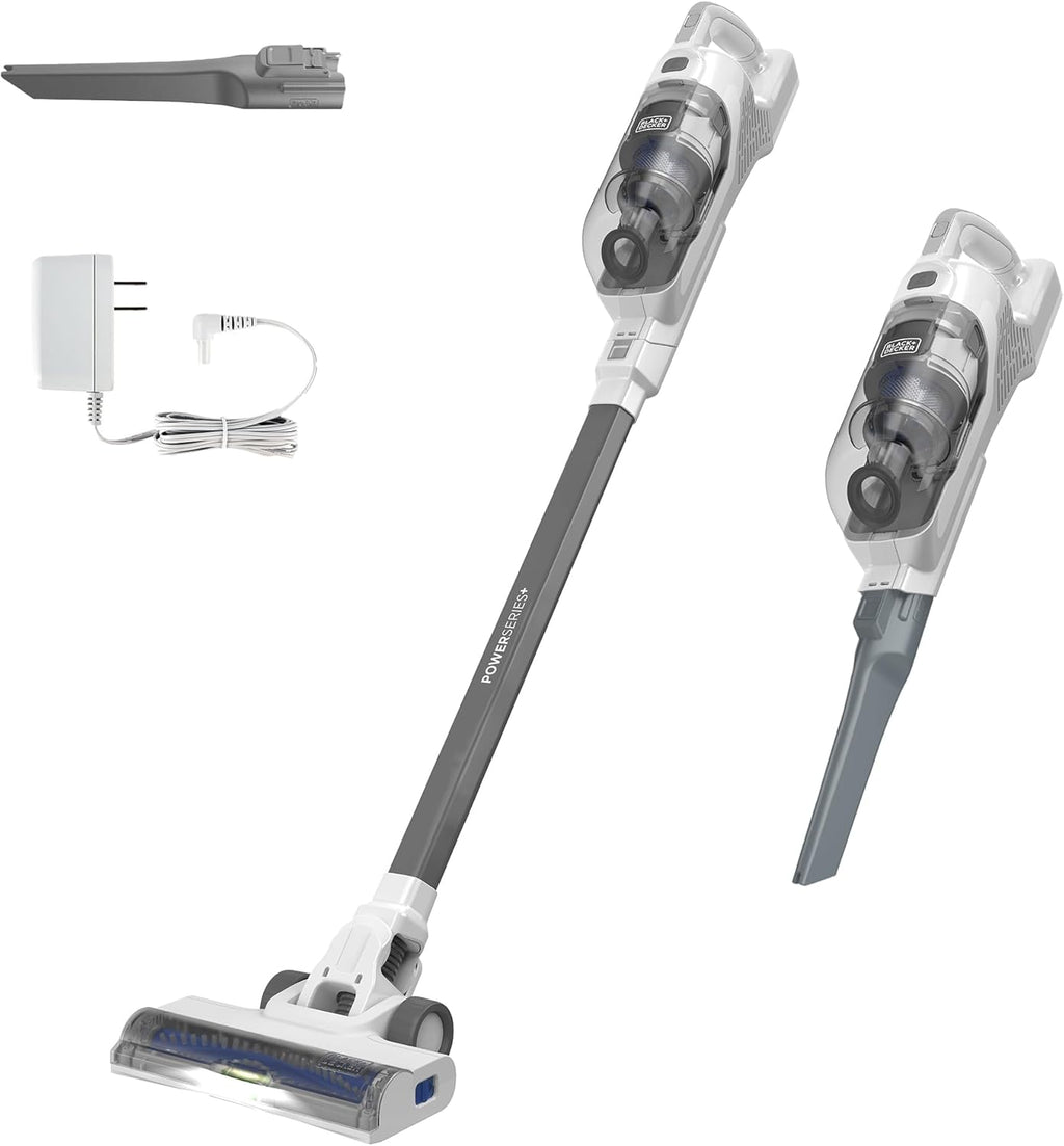 BLACK+DECKER 16V MAX Cordless Stick Vacuum - Lightweight, Multi-Surface, LED Lights, White