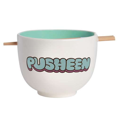 Enesco Pusheen the Cat Eating Ramen Bowl and Chopsticks Set, 3.94 Inch, Multicolor