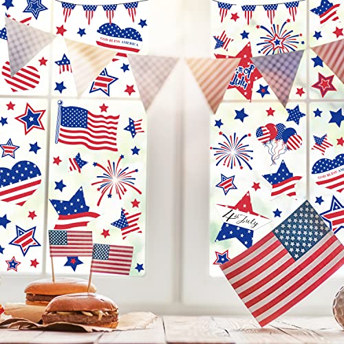 Quera 9 Sheets 4th of July Patriotic Window Clings