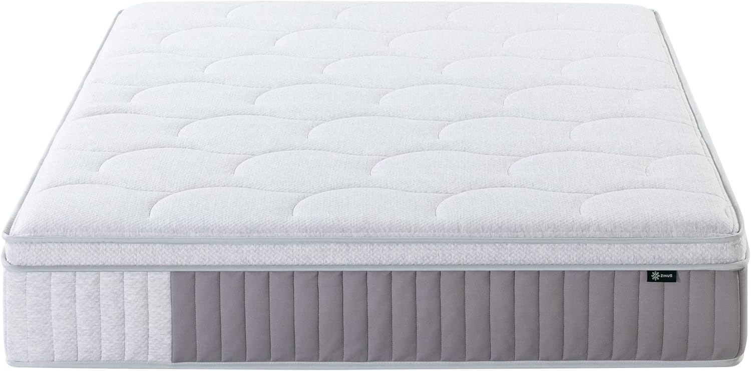 Zinus Cool Support 12 Inch Hybrid Mattress - Cooling Gel Memory Foam & Heavy Duty Coils | Queen Size