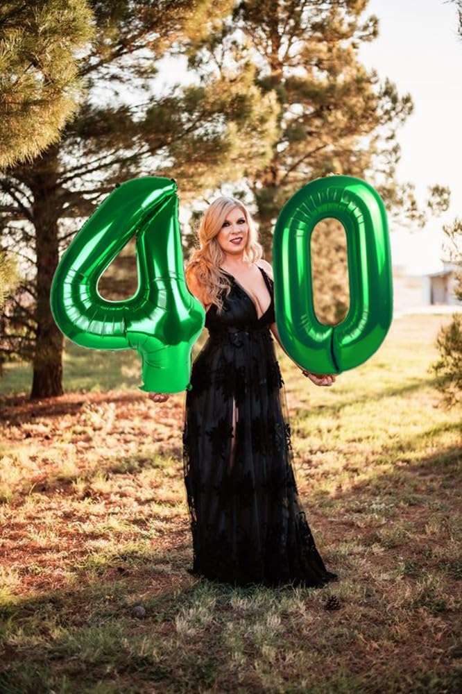 Skiennix 40 Inch Dark Green Number Balloon - Glamorous 40th Birthday Party Decoration for Men & Women