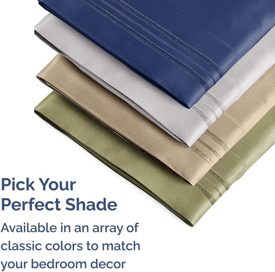 Skiennix Queen Pillow Cases Set of 2 - Ultra Soft Hotel Quality - Wrinkle Free & Fade Resistant - Blue Stripes