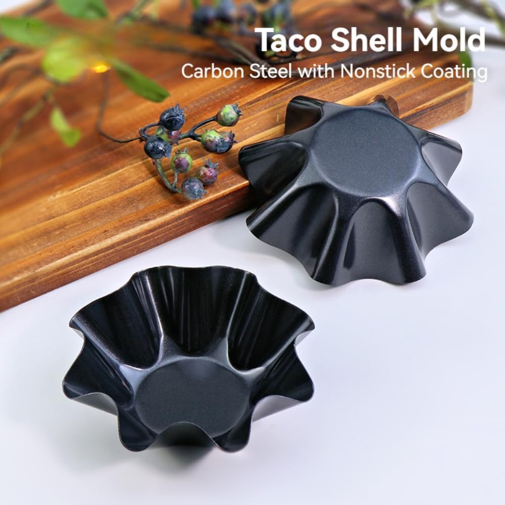 8 Pack Taco Shell Molds - Carbon Steel Tortilla Salad Bowl Maker for Oven Baking | 6.9" Size