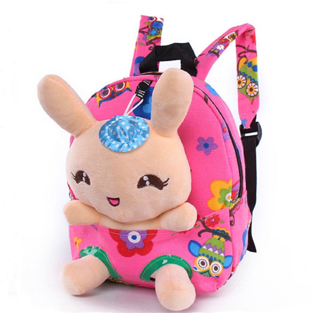 Suerico Cute Kids Toddler Backpack Plush Toy Snack Travel Bag Pre-School Bags for Girls(Pink)