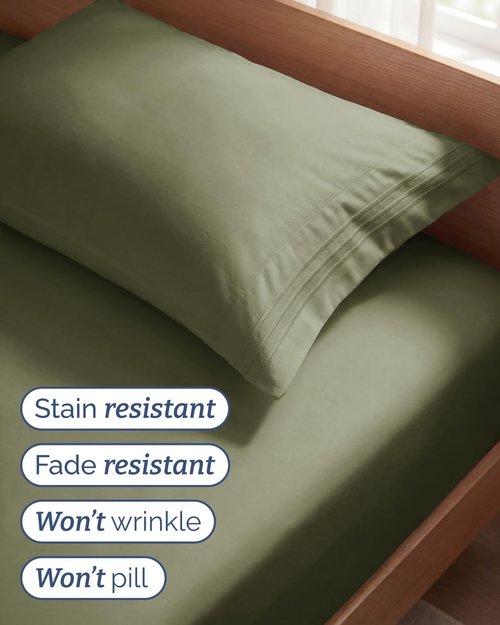 Hotel Luxury Twin Size Sheet Set by [Brand Name] - Comfy, Breathable & Cooling - Soft, Wrinkle-Free Sage Green