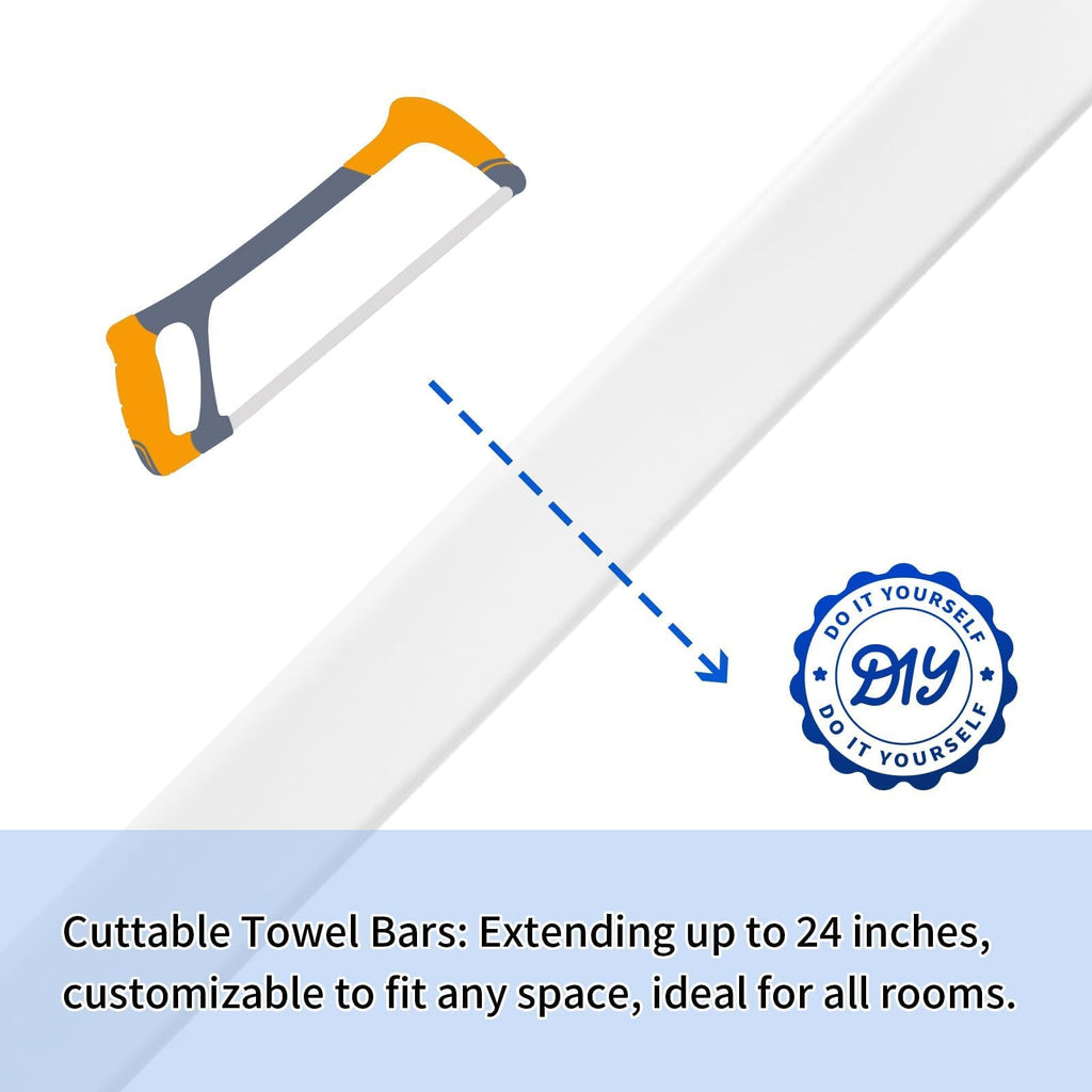 24-Inch Towel Bar Replacement Rod Spring End Wall Mount Replacement Towel Bar for Bathroom and Kitchen Towel Storage