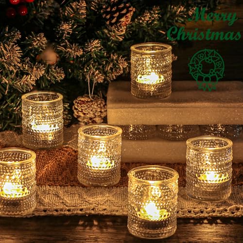 HOXHA 6 Pack Clear Glass Votive Candle Holders - Durable & Versatile