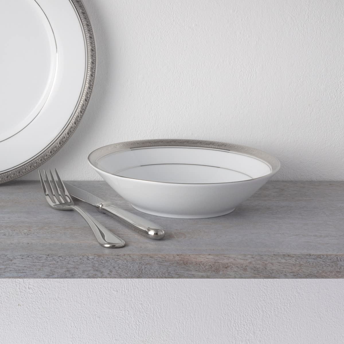 Noritake Crestwood Platinum Set of 4 Soup Bowls, 7.5", 12 oz.