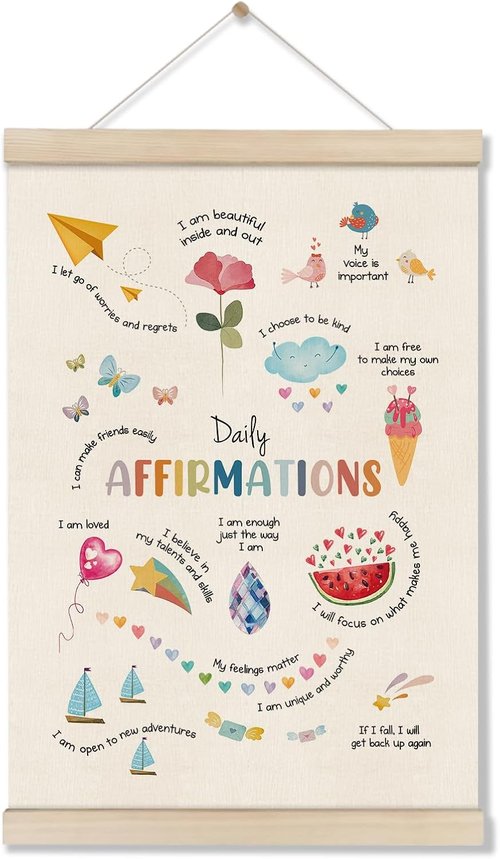 DOI-LANEE Mental Health Poster Frame - Inspirational Affirmation Wall Decor | 16x12 Inch for Therapy Offices