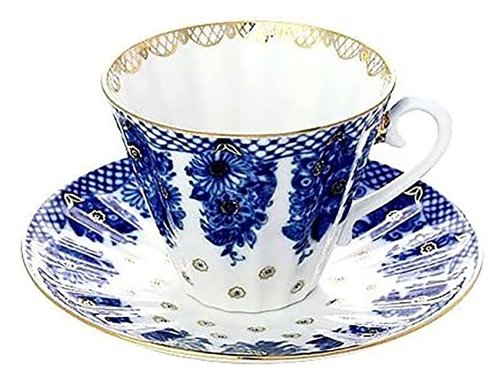 Lomonosov Porcelain Tea Cup and Saucer Set Radiant Basket 2pc 7.95 oz/235 ml