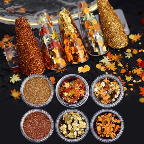 6 Grids Snowflake Nail Glitter Sequins and Powder Set