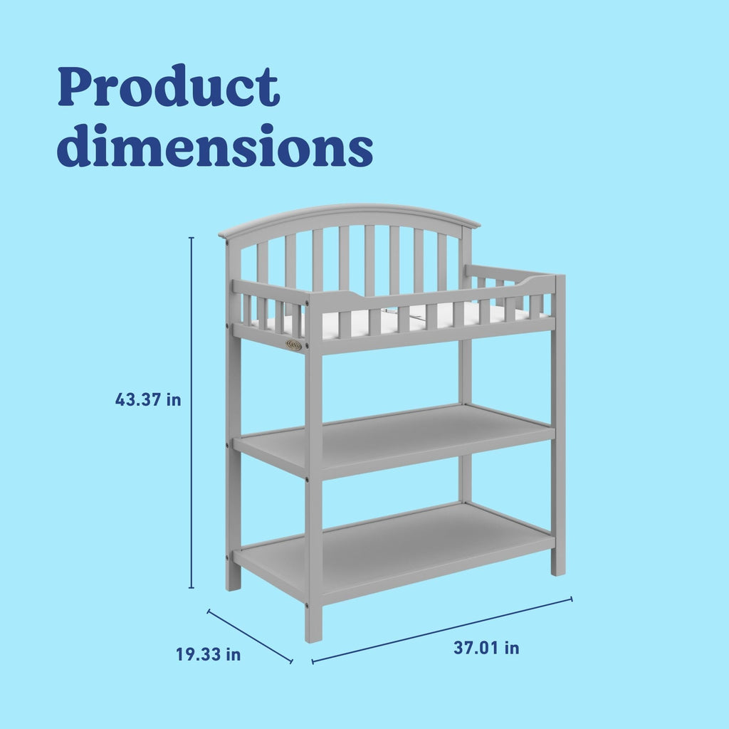 Graco Changing Table with Water-Resistant Changing Pad (Pebble Gray) – GREENGUARD Gold Certified, Multi Storage Nursery Changing Table for Infants and Babies