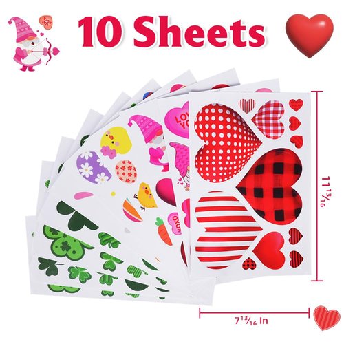 Valentines Day Window Clings for Valentines Decorations, Reusable Static Shamrock Window Clings for St Patricks Day Decorations, Easter Decor for Home, Bathroom and Office