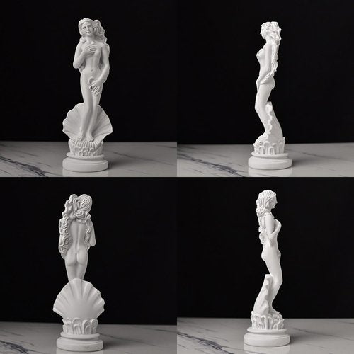 KIKITOY Aphrodite Statue The Birth of Venus 7.6 Inch - Greek Roman Goddess Sculpture, Handmade Resin Art Figurine Classical White Statue, Home & Office Decor