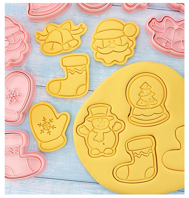 8 Piece Christmas Cookie Cutters Set with Gingerbread & Tree Shapes - Holiday Baking