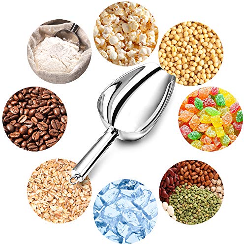 TeamFar 5 oz Stainless Steel Ice Scoop - Durable Metal Food Candy Scoop
