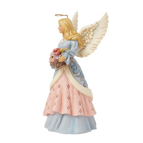 Enesco Jim Shore Heartwood Creek Easter Angel with Flower Basket Figurine- Stone Resin Hand Crafted Collectible Figurines Easter Home Decor Statue, 8.66 Inch