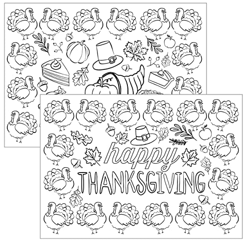 Thanksgiving Color-Your-Own Reversible Disposable Place Mats - 22 Count