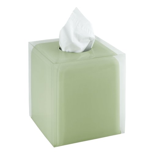 Izod - Tissue Box Cover, Clear Resin Countertop Accessories, Modern Bathroom Decor, Dorm Room Essentials (Marina Collection, Green)