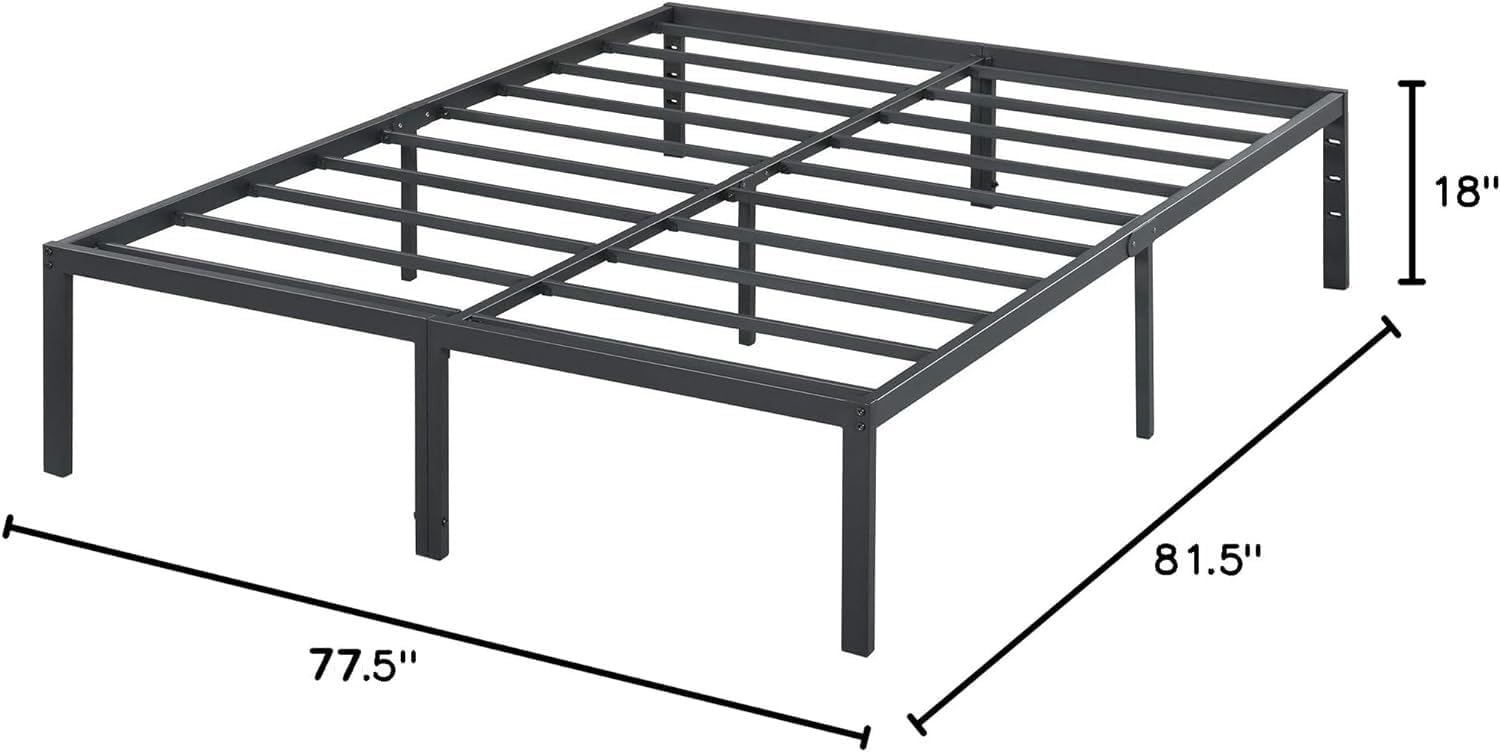 Olee Sleep King Size Platform Bed Frame - 18 Inch Heavy Duty Steel Slats, Noise-Free, Easy Assembly, Black