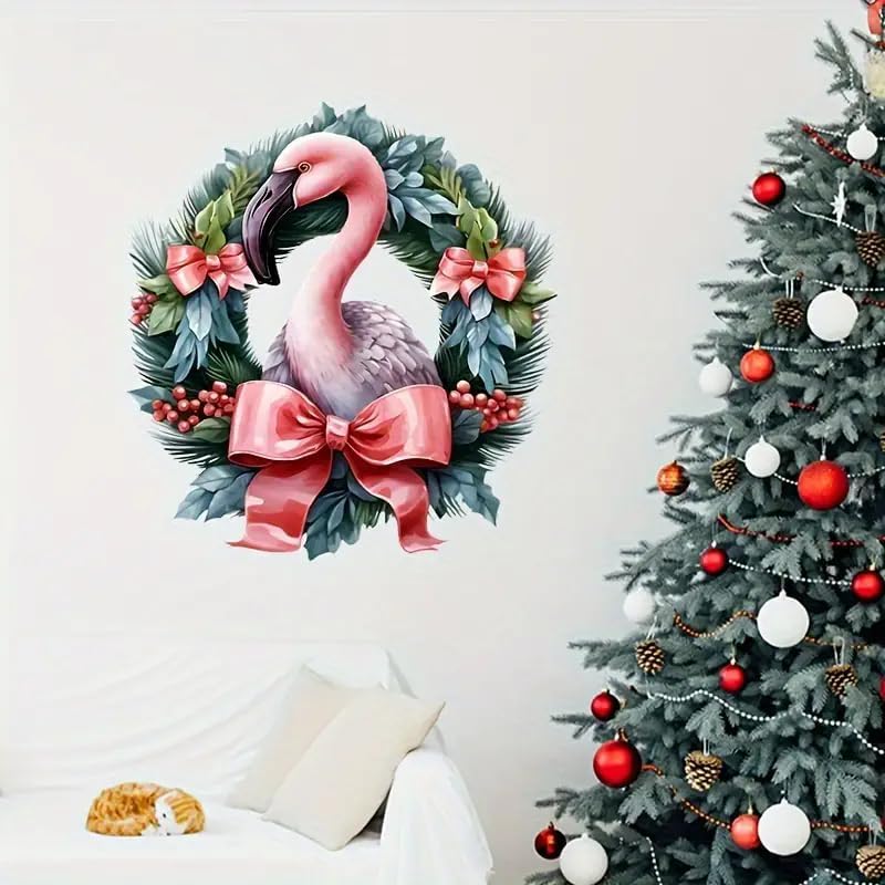 Floral Flamingo Toilet Lid Decal Waterproof Self-Adhesive Bathroom Sticker