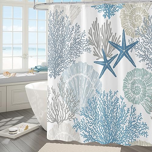 Gibelle Nautical Ocean Shower Curtain - 72x72 Inch Waterproof Fabric