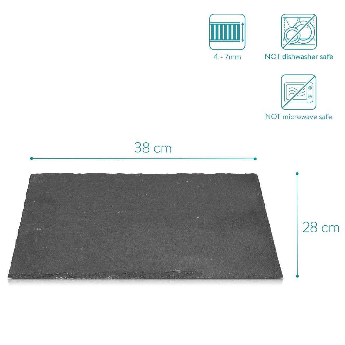 Navaris Natural Slate Serving Plates - Set of 6 Place Mat Serving Trays - Large Rectangular Stone Table Mat Serving Platter Tiles - 15" x 11"
