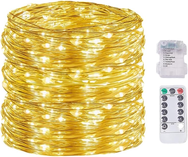 Skiennix LED Fairy Lights - Waterproof Battery Operated String Lights for Indoor/Outdoor Decor | 33FT, Warm White, 100 LEDs