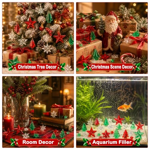 Christmas Vase Filler Acrylic Gems Set - Red & Green 200 Pcs B#
