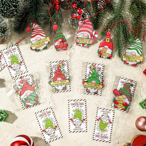 45 Sets Christmas Gnome Ornaments Bulk Employee Appreciation Gifts with Cards - Festive Holiday Decor