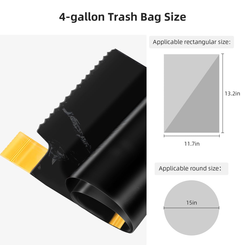 MOPALL Small Drawstring Trash Bag,Easy to Tear and Pack,4 Gallon Garbage Bags,75 Counts