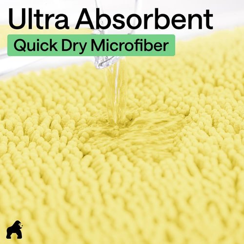 Gorilla Grip Plush Chenille Bath Rug Mat - Soft, Absorbent, Machine Washable for Oval Toilet Base - Yellow