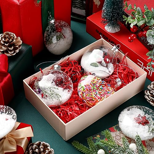 24 Clear Glass Christmas Ornaments - DIY Holiday Tree Decorations 3.15 Inch
