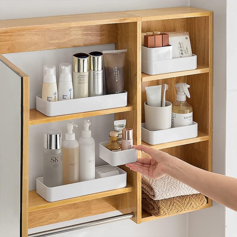 RAUVOLFIA Plastic Drawer Organizers Set - Versatile 3-Size Storage Bins for Makeup, Bathroom & Office