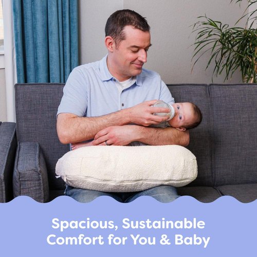 Boppy Nursing Pillow - Ergonomic Breastfeeding & Bottle Support with Water-Repellent Cover | Oatmeal Boucle