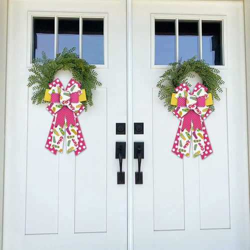 ALIBBON Large Flip Flop Bows - Vibrant Summer Wreath Bows in Red & Yellow for Indoor/Outdoor Decor
