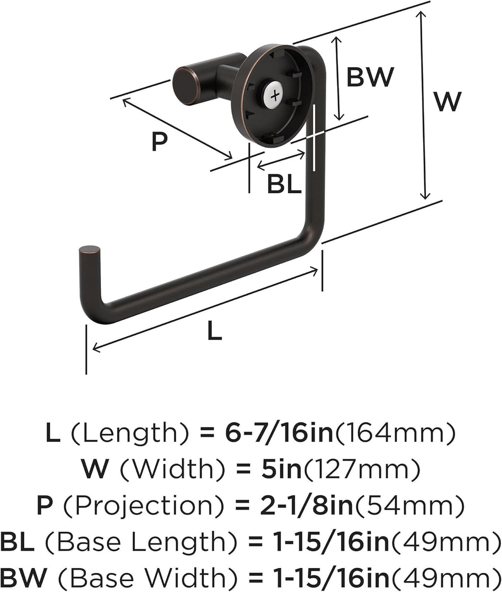 Amerock BH26541ORB | Oil Rubbed Bronze Towel Ring | 6-7/16 in (164 mm) Length Towel Holder | Arrondi | Hand Towel Holder for Bathroom Wall | Small Kitchen | Bath Accessories