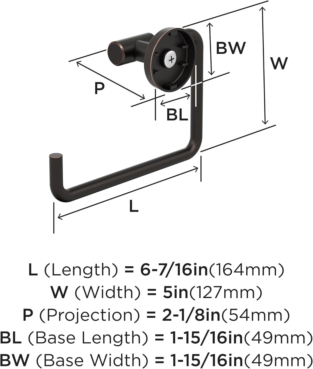 Amerock BH26541ORB | Oil Rubbed Bronze Towel Ring | 6-7/16 in (164 mm) Length Towel Holder | Arrondi | Hand Towel Holder for Bathroom Wall | Small Kitchen | Bath Accessories