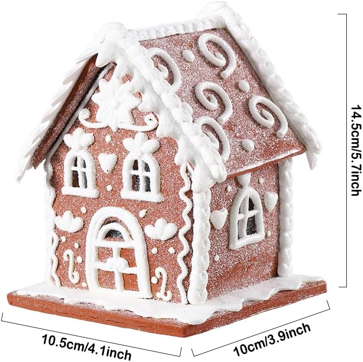 Regine Switzerland Gingerbread House Christmas Decoration - LED Light Clay Dough Design for Holiday Tabletop Decor