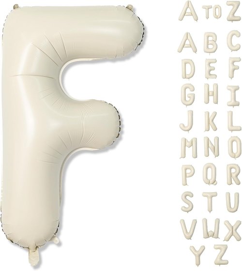 F Letter Balloons by [Brand Name] - 40 Inch Cream Foil Alphabet for Elegant Birthday Party Decor