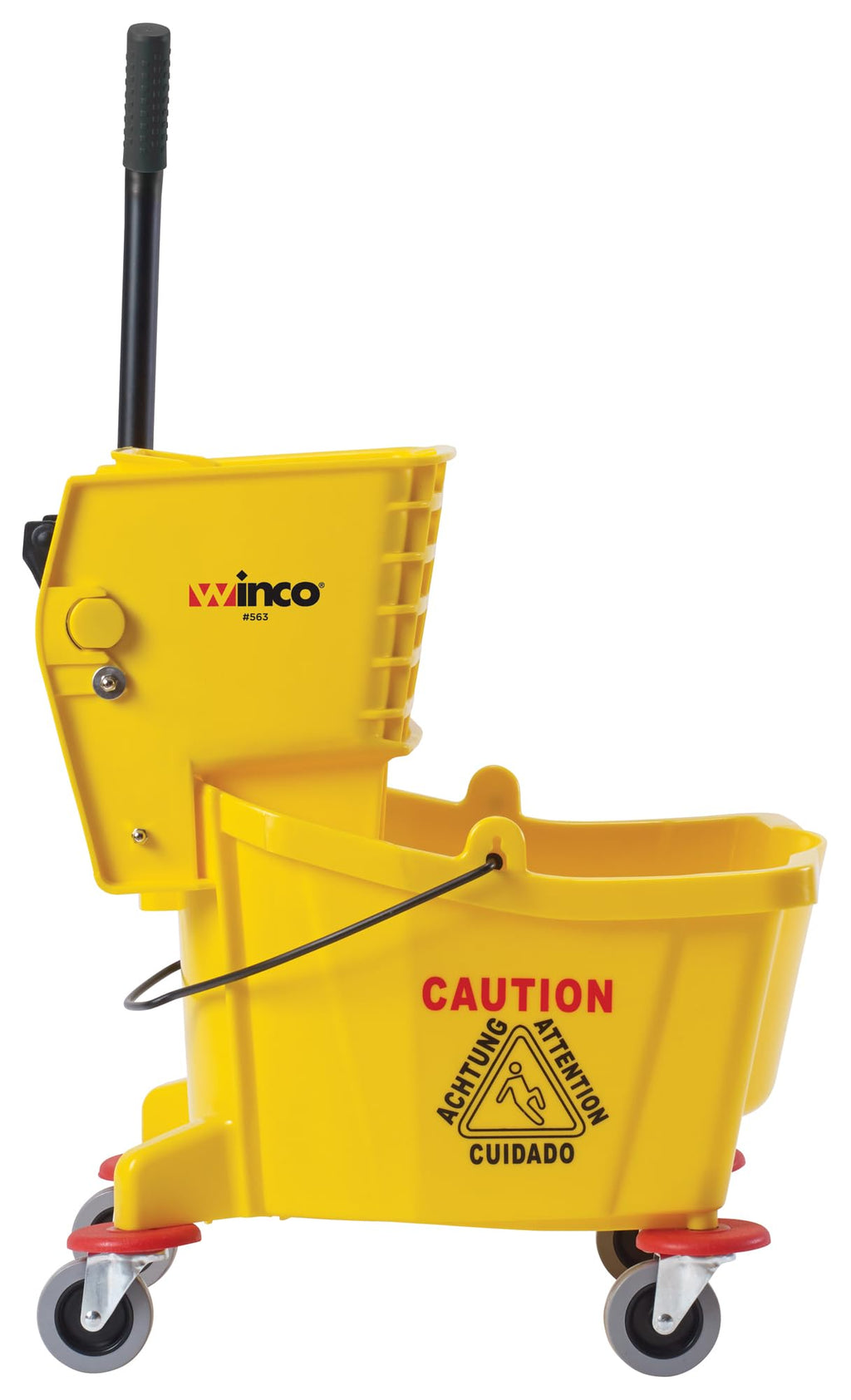 Winco Commercial Mop Bucket on Wheels, 26 Quart, Yellow